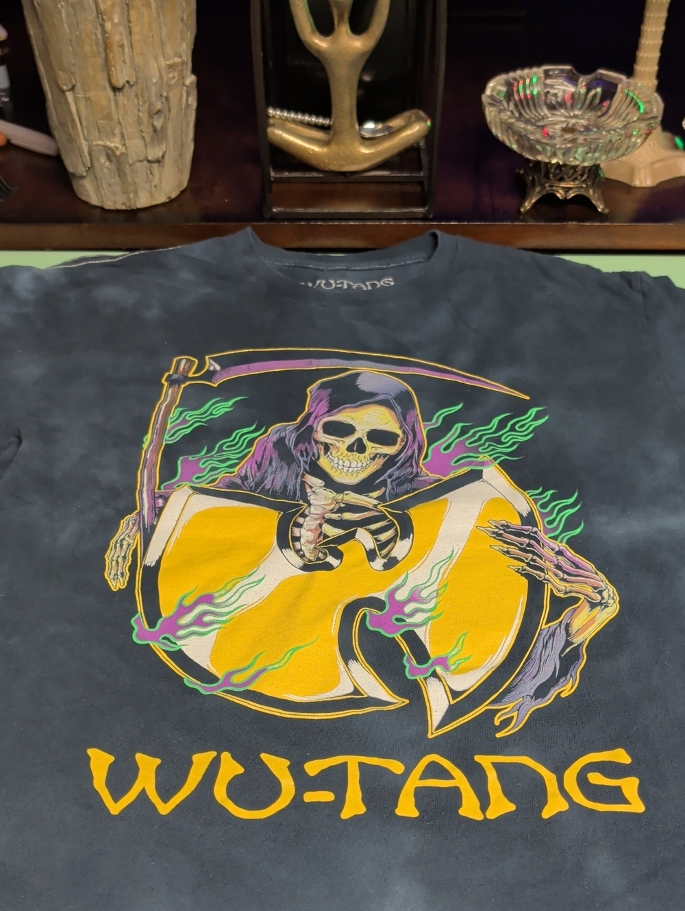 Wu-Tang Short Sleeve Graphic Tee — Black with Yellow Print